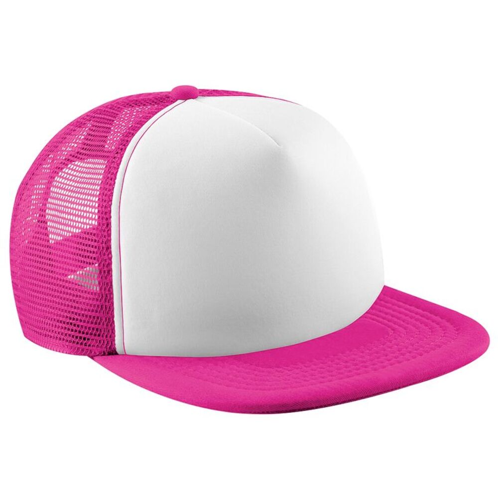 Beechfield Childrens /Kids Vintage  Mesh Trucker /Plain Baseball Cap / Fuchsia/W